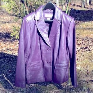 Preston of York Vintage Purple Genuine Leather Jacket Coat Blazer Funky Boutique